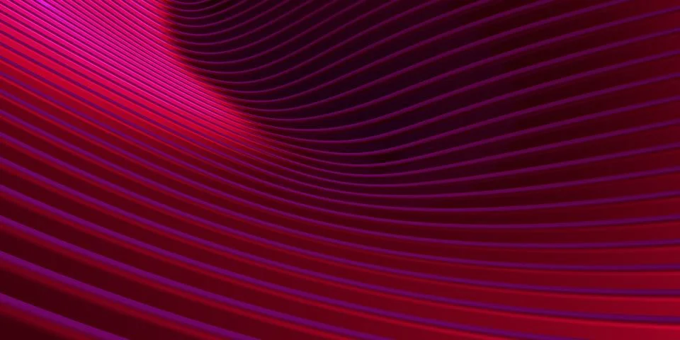 Red curve distorted shape Parallel lines Red plastic tube texture Modern abst Stock Illustration