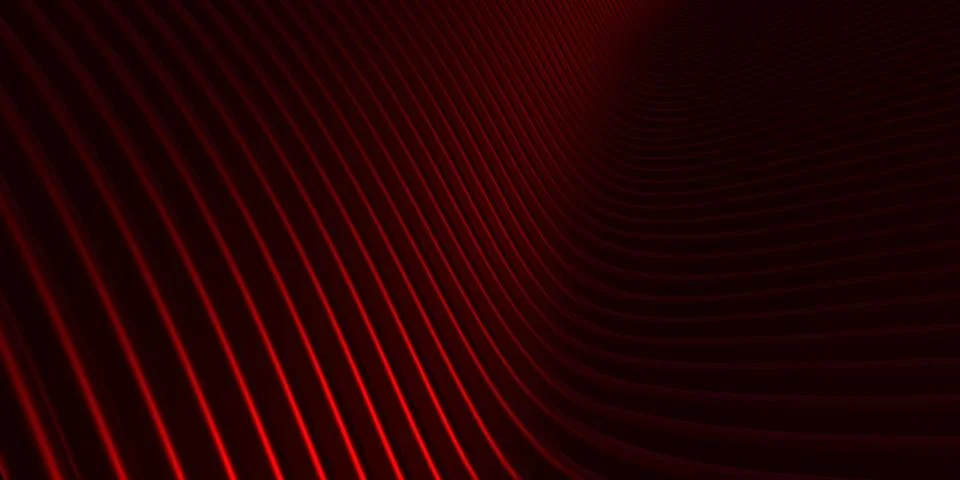 Red curve distorted shape Parallel lines Red plastic tube texture Modern abst Illustrazione stock