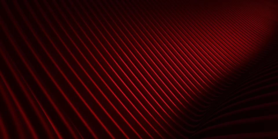 Red curve distorted shape Parallel lines Red plastic tube texture Modern abst Stock Illustration