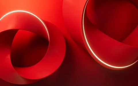 Red curve ring geometry, 3d rendering. 스톡 일러스트