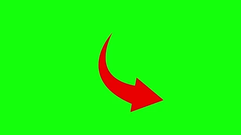 Red curved arrow animated bouncing pointing motion direction on 4k green sc.. Video stock 342743431