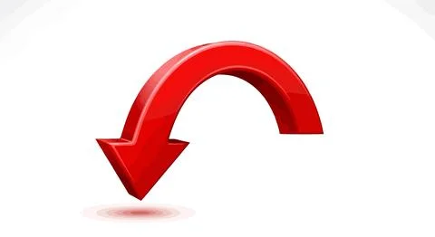 Red curved arrow pointing down Stock Illustration