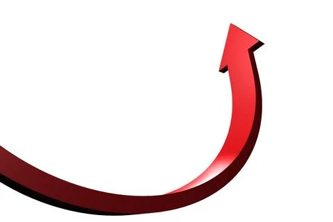 Red curved arrow pointing up Stock Photos