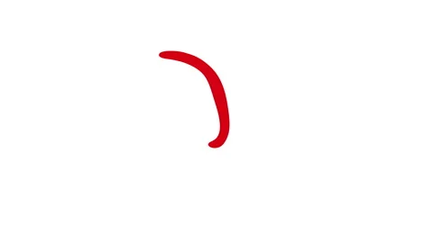 Red curved doodle arrow pointing down animated hand drawn direction indicator Stock Footage 345198571