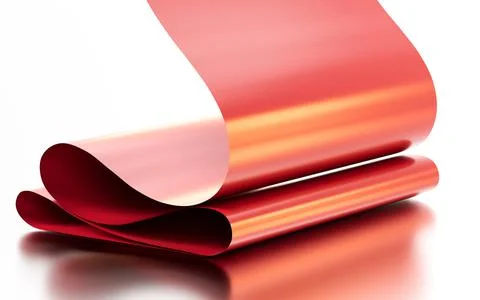 Red curved paper, 3d rendering. Stock Illustration