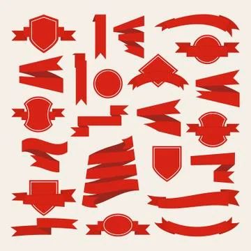 Red curving Ribbons set Stock Illustration
