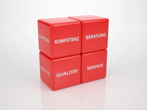 Red customer service cubes language german Stock Illustration