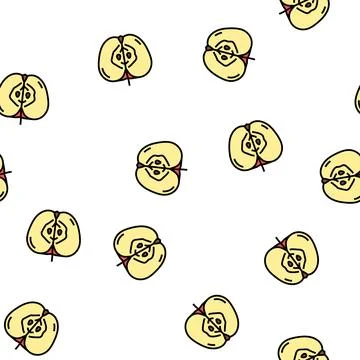 Red cut apple fruit vector seamless pattern Stock Illustration