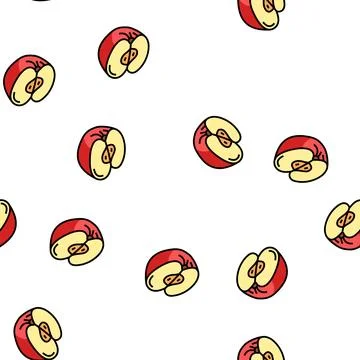 Red cut apple vector seamless pattern Stockillustratie