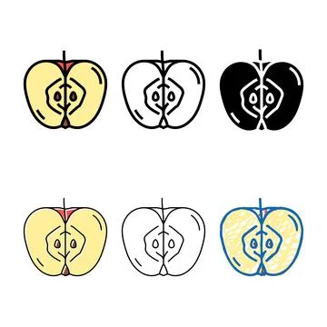 Red cut mix apple fruit color icon vector Stock Illustration