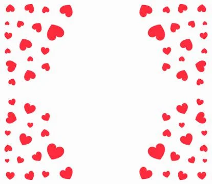 Red cute hearts border frame. Vector background. Stock Illustration