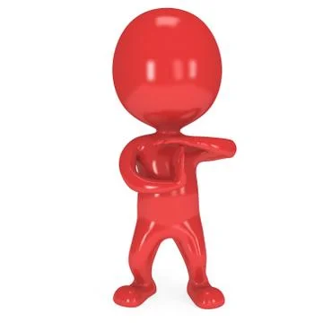 Red cute man show time out gesture Stock Illustration