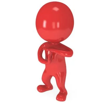 Red cute man show time out gesture Stock Illustration