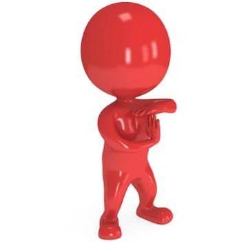 Red cute man show time out gesture Stock Illustration