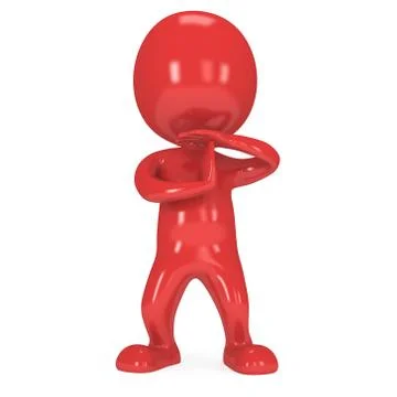 Red cute man show time out gesture Stock Illustration