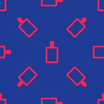 Red Cutting board icon isolated seamless pattern on blue background. Chopping Stock Illustration