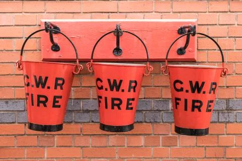 Red C.W.R Fire Bucket Stock Photos