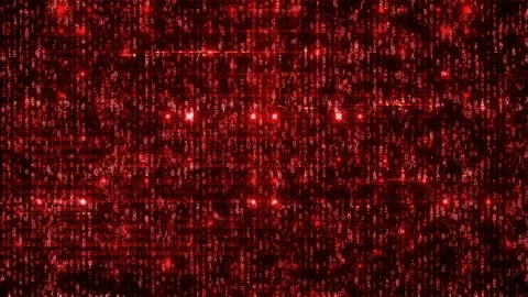 Red Cyber Hacking Background Animation with Binary Code and Matrix Elements Stock Footage 303327533