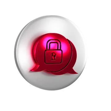 Red Cyber security icon isolated on transparent background. Closed padlock .. 스톡 일러스트