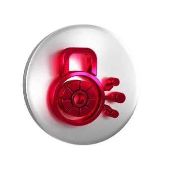Red Cyber security icon isolated on transparent background. Closed padlock .. Illustrazione stock