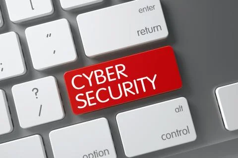 Red Cyber Security Key on Keyboard. 3D Illustration Illustrazione stock