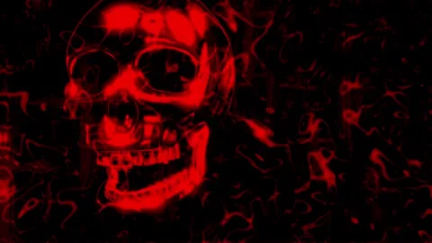 Red Cyber Skull Core – Dark Techno Ritual Seamless VJ Loop Stock-Footage 327595624