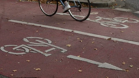 Red cycle lane Stock Footage 101611641
