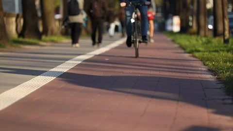 Red cycle lane Stock Footage 106538250