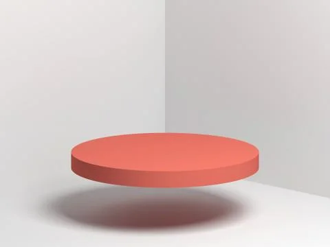 Red cylindrical podium flying object 3d Stock Illustration