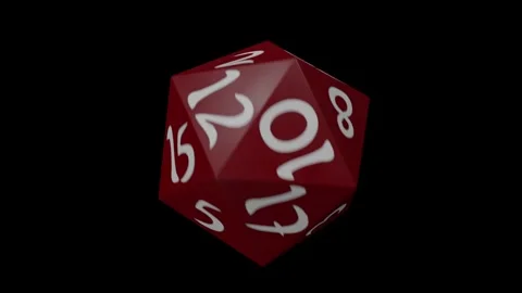 Red D20 with an Arabic style Font Rolling in a Seamless Loop Stock Footage 250091798