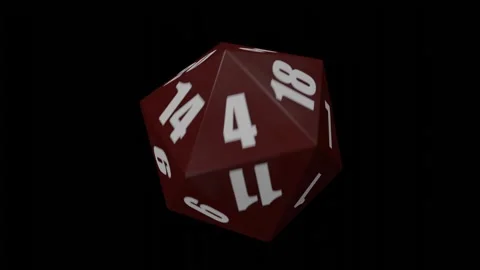 Red D20 with a Bold Font Rolling in a Seamless Loop Stock Footage 249029388