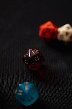 Red D20 Dice with Shallow Depth of Field Stock Photos
