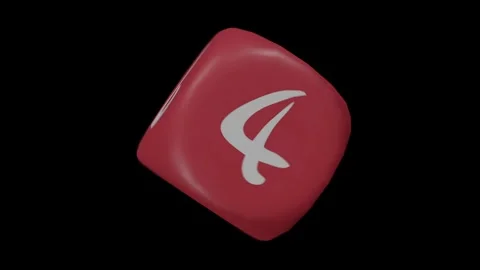 Red D6 with an Arabic style Font Rolling in a Seamless Loop Stock Footage 251852846