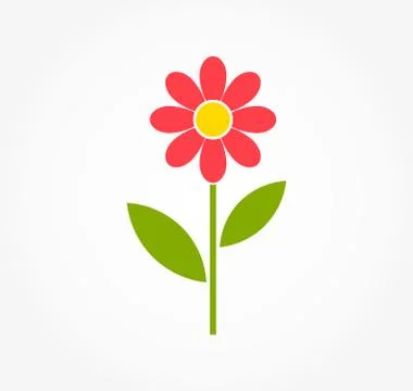 Red daisy flower icon. Vector illustration. Stock Illustration