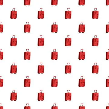 Red damaged luggage seamless pattern for travel insurance concept Illustrazione stock