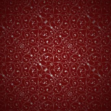 Red Damask Pattern Stock Illustration