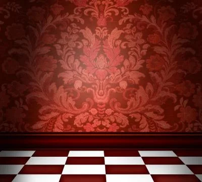 Red damask room Stock Illustration