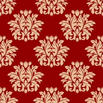Red damask style arabesque pattern Stock Illustration
