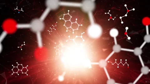 Red danger molecules looping motion animation Stock Footage 337368486