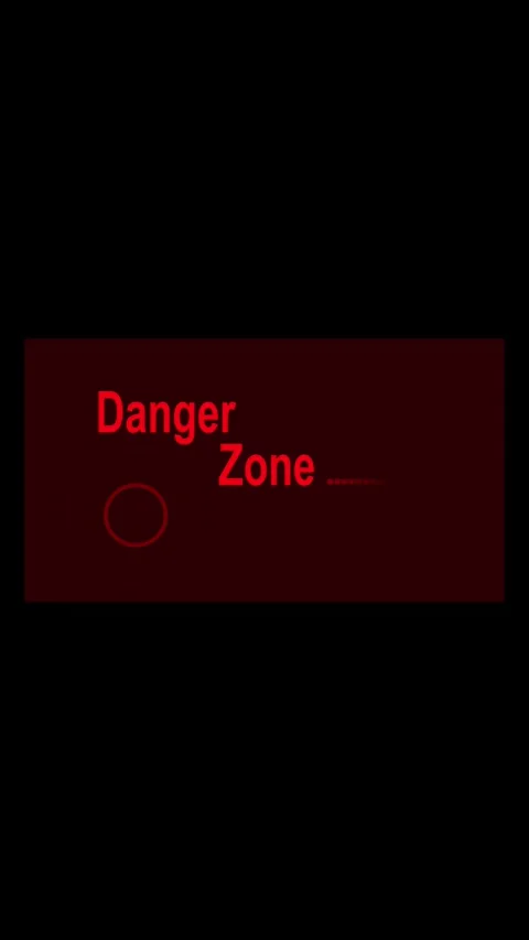 Red danger zone text with circle and dashed line on dark background. Alert .. Stock Footage 345964618