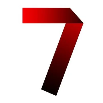 Red dark of big size numbers seven isolated on white. Stock Illustration