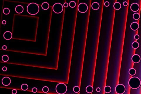 Red dark linear abstract wall background with circles Stock Illustration