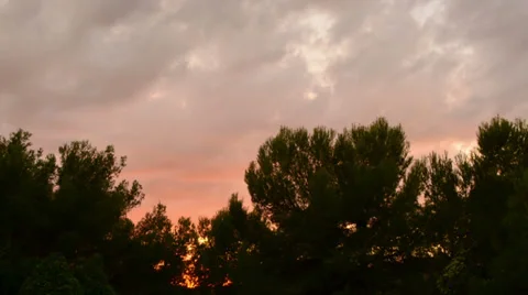Red dark mistery cloudy sunset Stock Footage 33546799