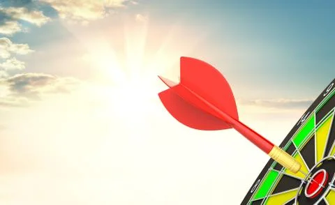 Red dart arrow hit target point center Stock Illustration