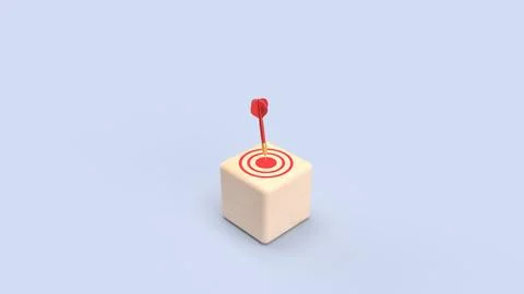 The Red darts on Target wood cube for Business concept 3d Rendering. Stock Illustration