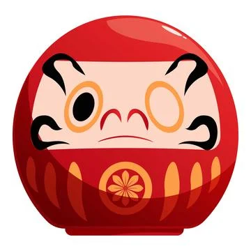 Red daruma doll expressing determination with angry expression イラスト素材