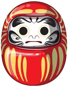 Red Daruma Doll Vector Illustration with Bold Graphic Style Stock Illustration