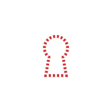 Red dash keyhole logo design Stock Illustration