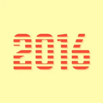 Red dashed 2016 number on yellow background Illustrazione stock