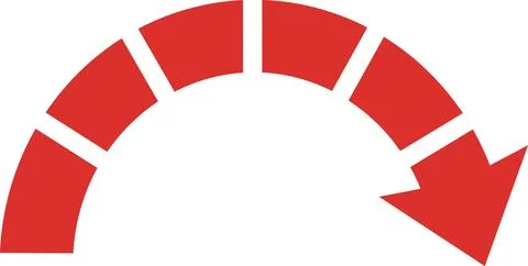 Red dashed circular arrow pointing downward icon Stock Illustration